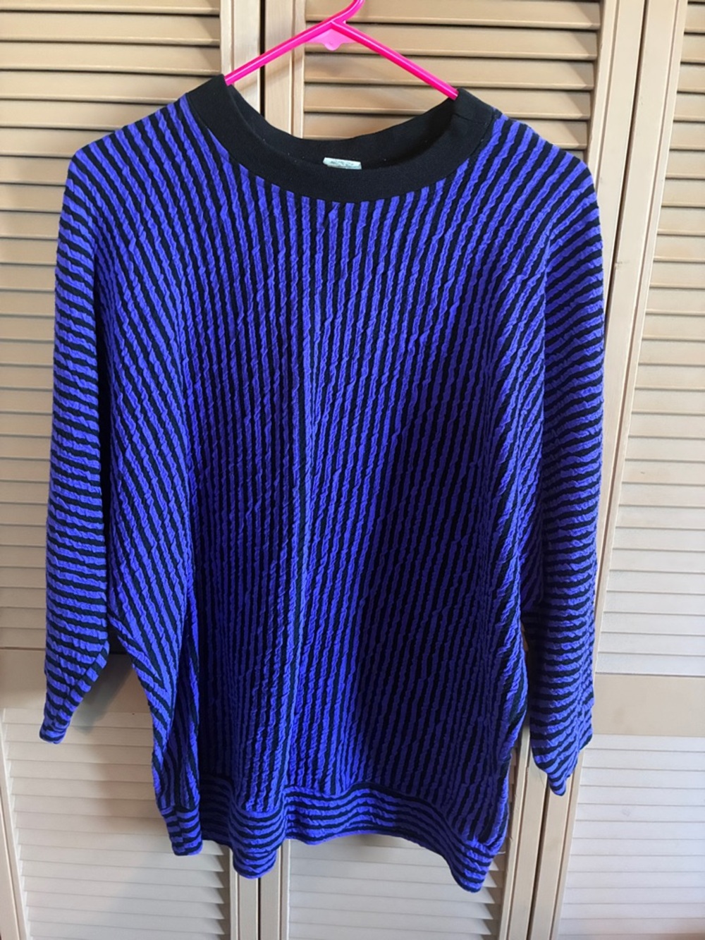 Vintage Purple and Black Striped 3/4 length top